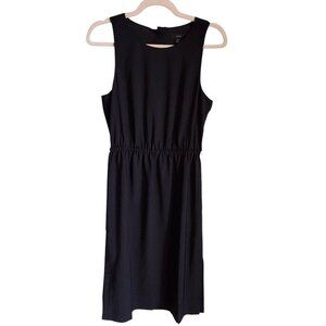 J Crew Dress Black 6 Women's Button Back Midi Sleeveless Minimalist NEW